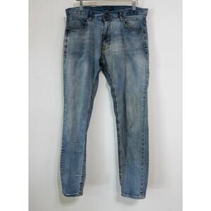 ZARA MAN Jeans Distressed Slim Fit Light Wash Denim sz 36 Thrashed Streetwear